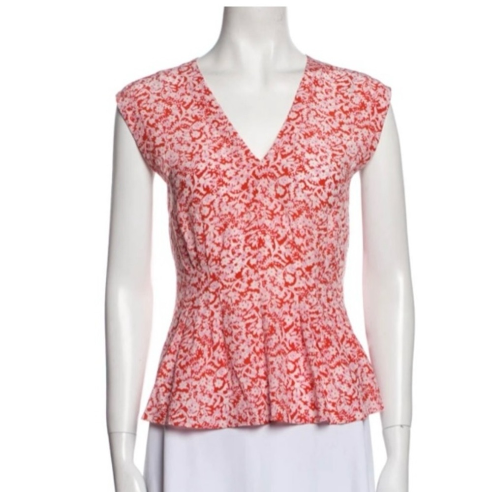 Rebecca's Taylor silk floral v neck cap sleeve peplum top